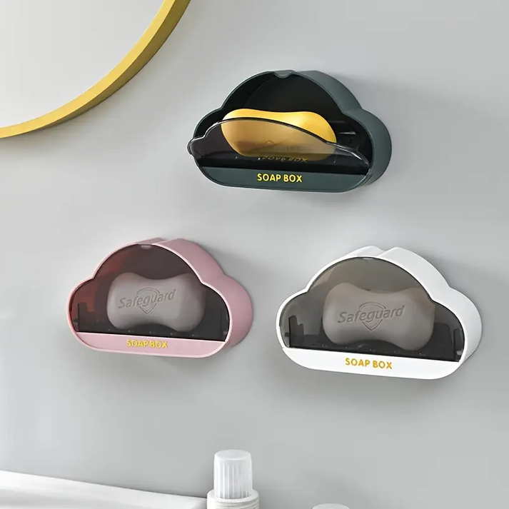 Cloud Shaped Wall Mounted Soap Holder, Wall Mounted Soap Dish Box, Bathroom Hanging Soap Tray, Plastic Bathroom Soap Holder Cloud Shaped Wall Mounted Soap Holder, Wall Mounted Soap Dish Box, Bathroom Hanging Soap Tray, Plastic Bathroom Soap Holder